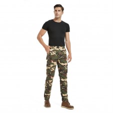 Men's Cargo Pants Casual Military Army Camo Regular Fit Cotton Combat Camouflage Cargo Work Pants with 8 Pockets-MGZCK016 Yellow